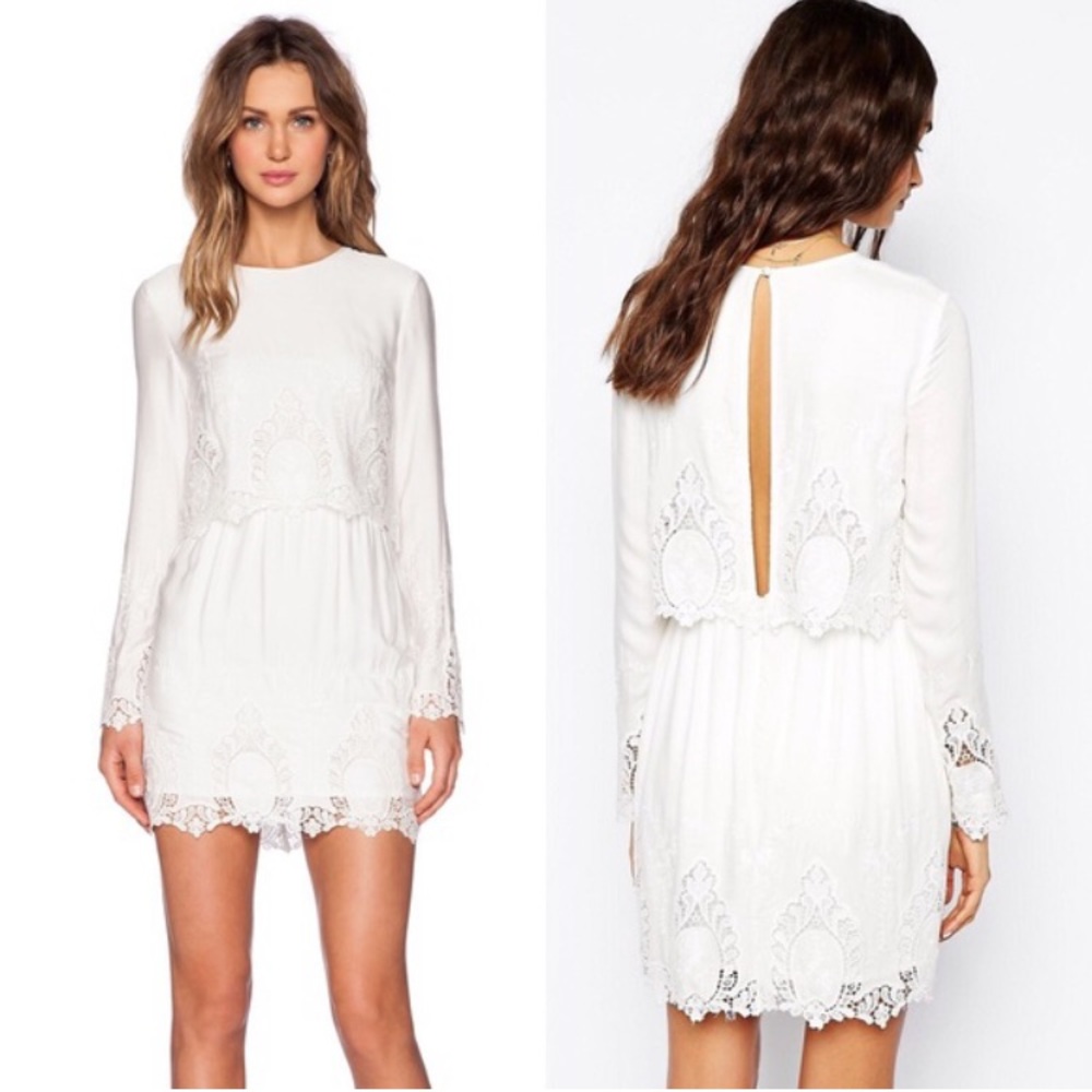 Jetset Diaries white lace mini dress